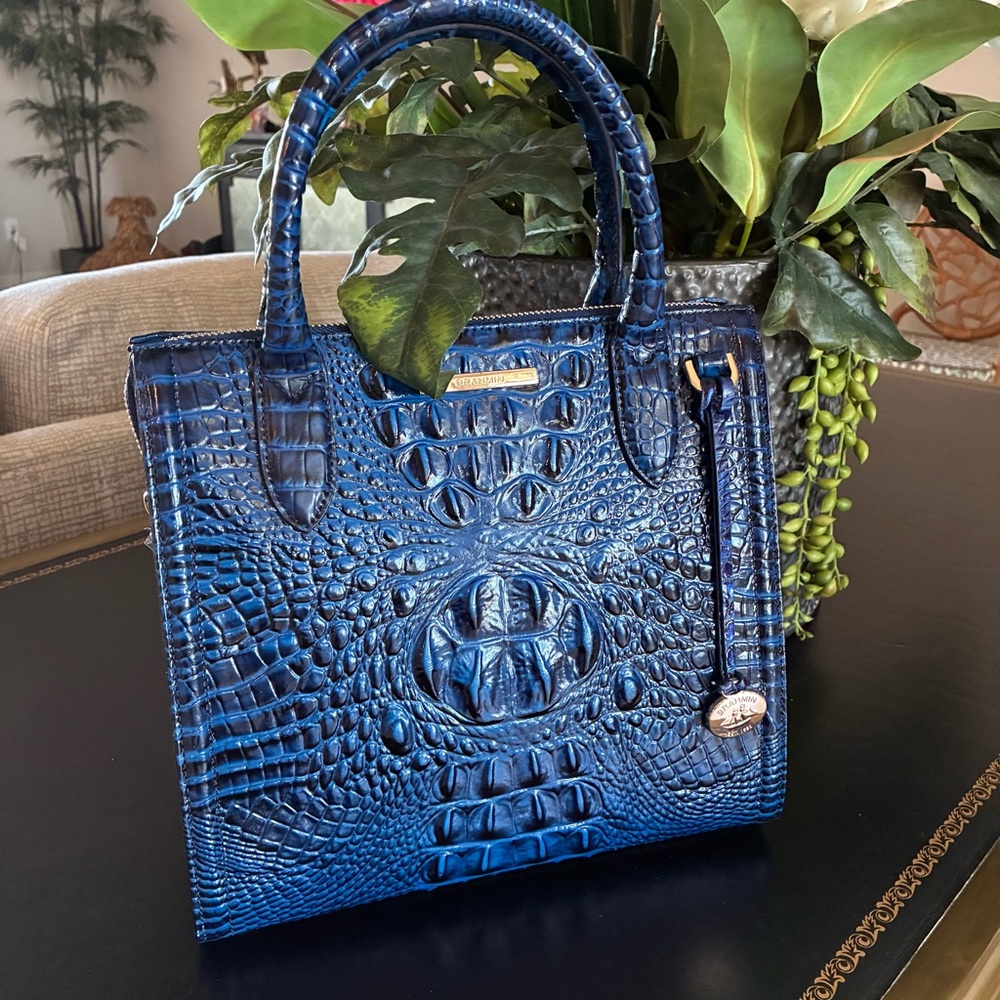 Brahmin Small Caroline NWT in Sapphire Blue Top Handle Satchel Never Carried